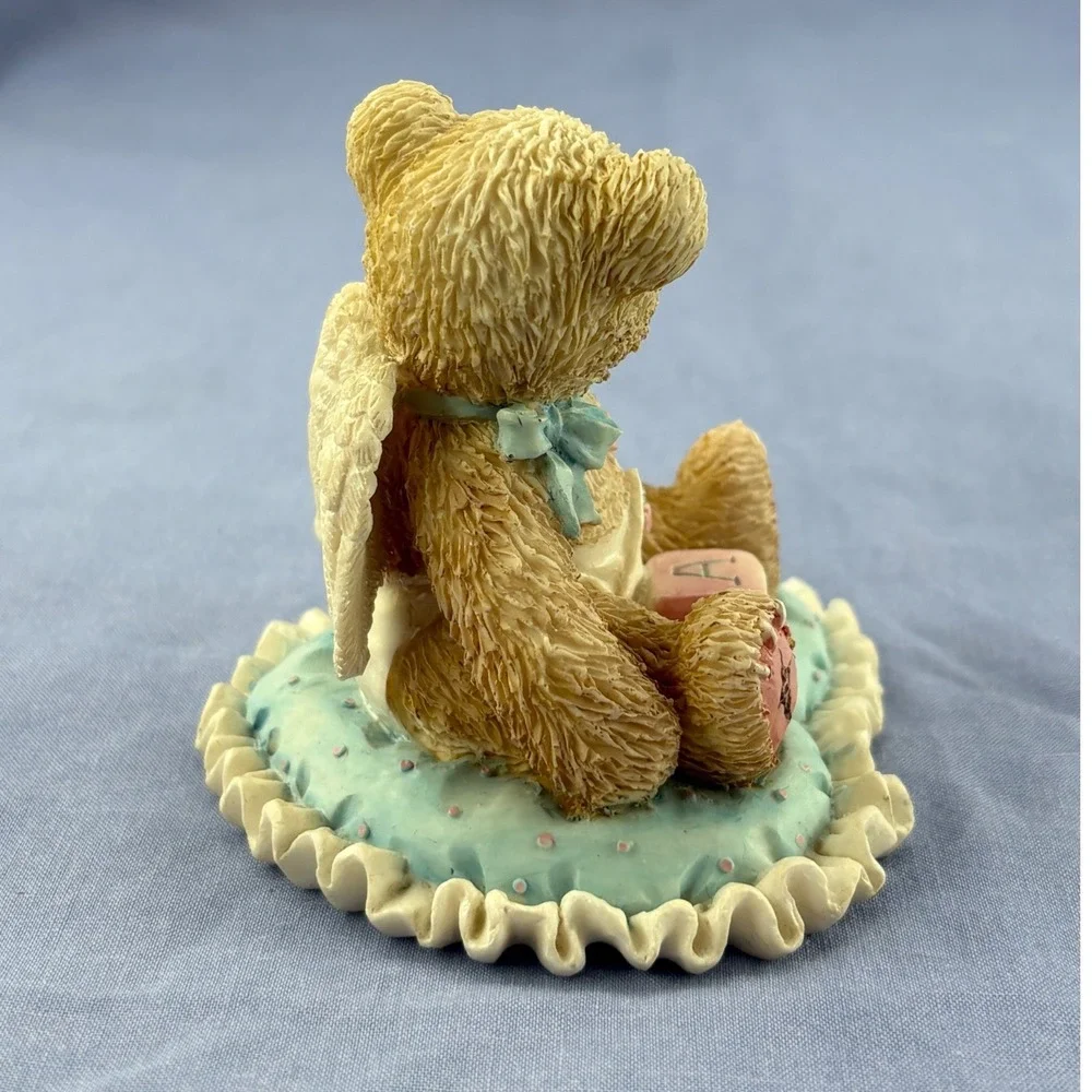 Cherished Teddies Figurine Little Bundle Of Joy Tan Angel Bear Heart Base 1994